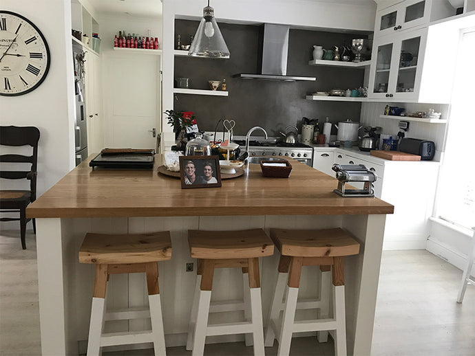 Dipped white bar stools in Constantia Kitchen