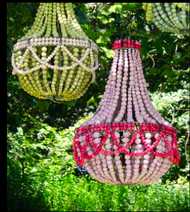 Stone Ball Pink and green Frill Chandelier