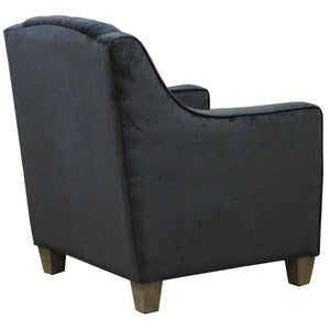 Navy Polycotton deep buttoned armchair - back