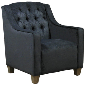 Navy Polycotton deep buttoned armchair