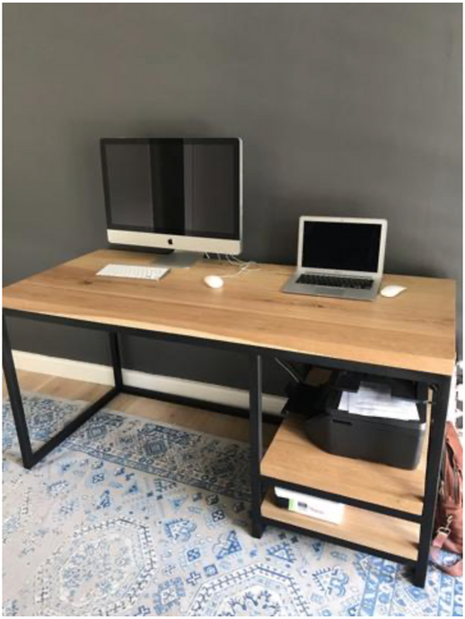 Solid Oak Study Desk with metal legs
