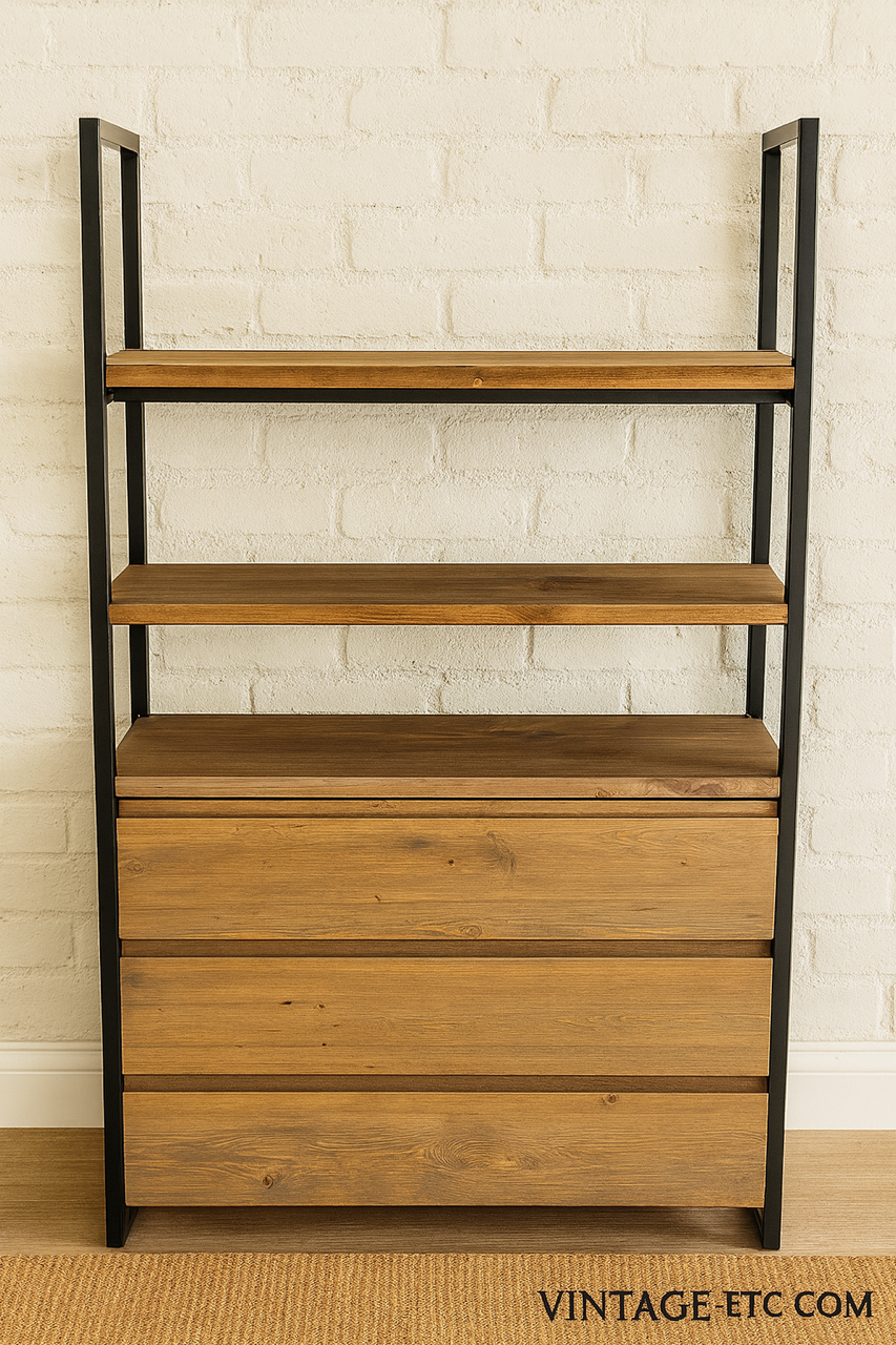 Custom Oak or Reclaimed and Steel Shelving Unit by Vintage Etc South Africa