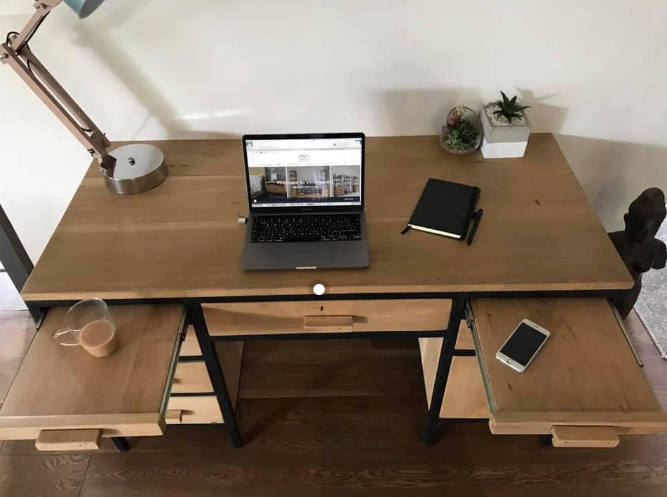 Custom Made wooden study desk with multi draw storage space.  