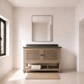 The Hlamba Single Basin Vanity Unit is custom made from reclaimed Oregon. Stone top and basin quoted separately. Made to order in South Africa.
