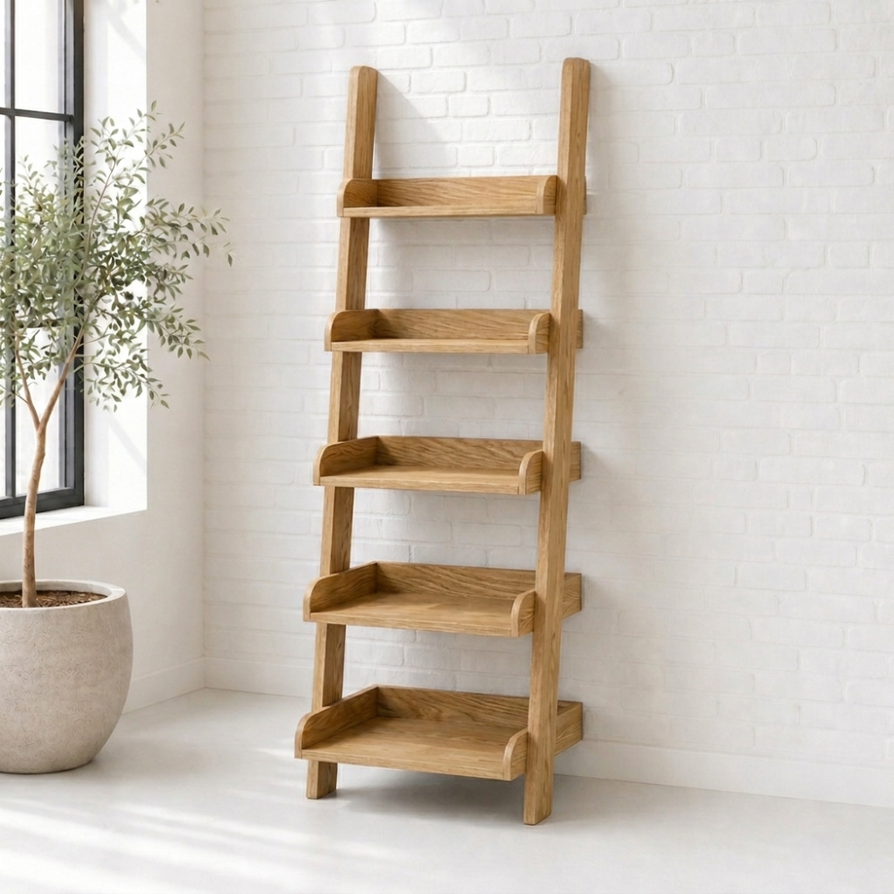 The Khwela Ladder Shelf is a handcrafted rustic Pine ladder shelving unit. Stylish, compact, and versatile. Custom made to order in South Africa.