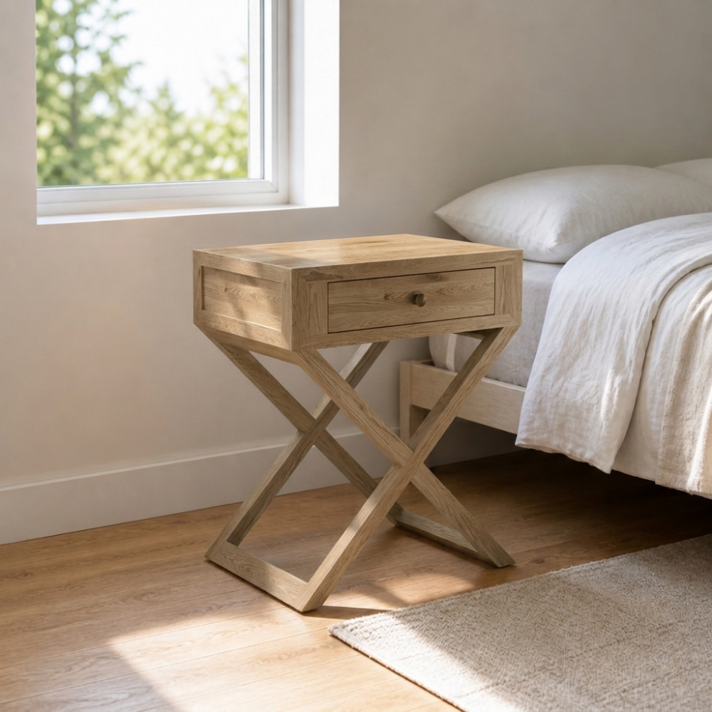 The Mavu Side Table is a Scandinavian-inspired reclaimed Oak piece — compact, geometric, and full of natural character. Each piece is unique.