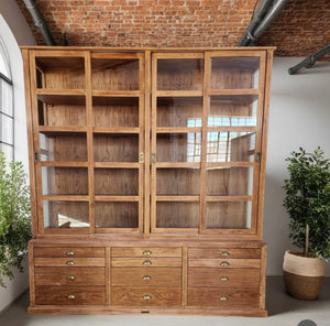 Custom order book case and display cabinet in oak by vintage -etc 