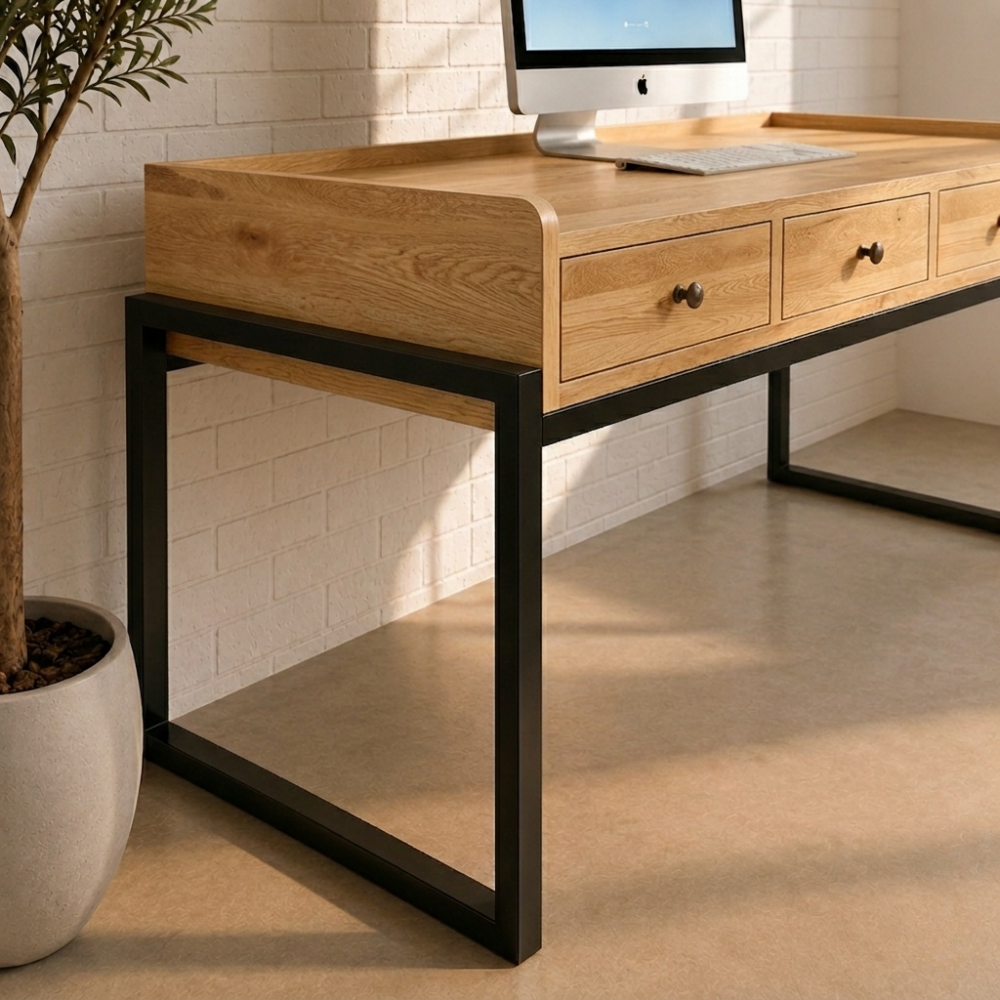 The Ndlela Desk is a clean solid timber study desk that can be made at adult or child-appropriate height. Custom made to order in South Africa.