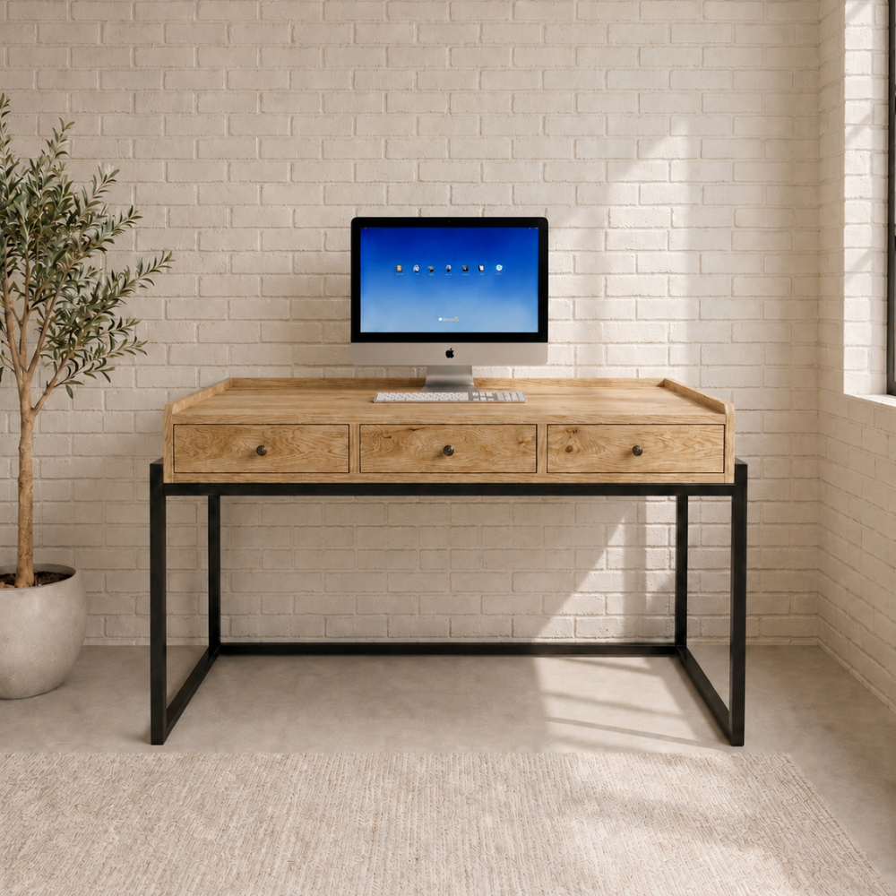 The Ndlela Desk is a clean solid timber study desk that can be made at adult or child-appropriate height. Custom made to order in South Africa.
