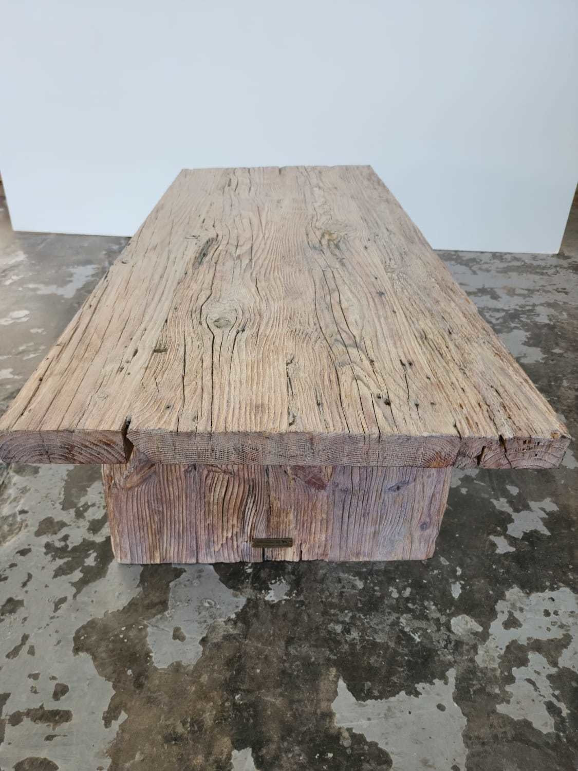 Custom made oak dining room table with square legs design.