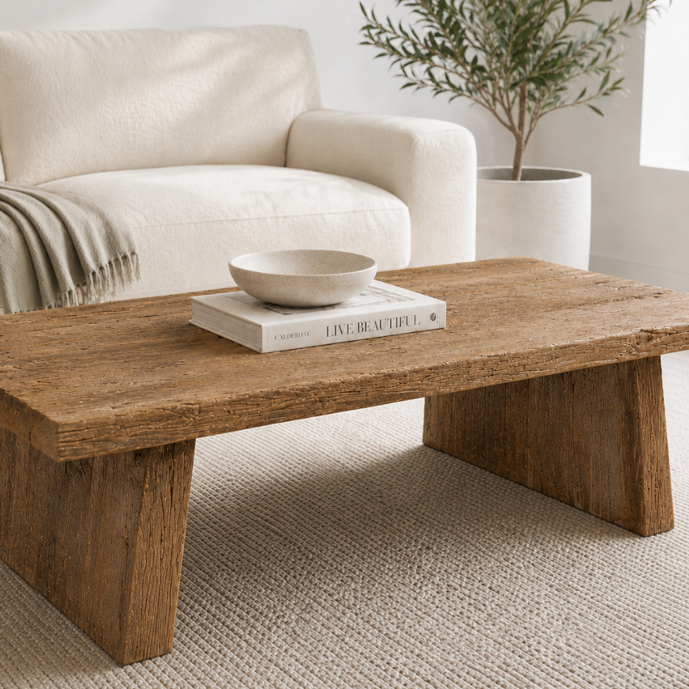 The Sediba Coffee Table is made from sourced reclaimed timber with a natural, weathered surface. Each piece is unique. Custom made to order in SA.