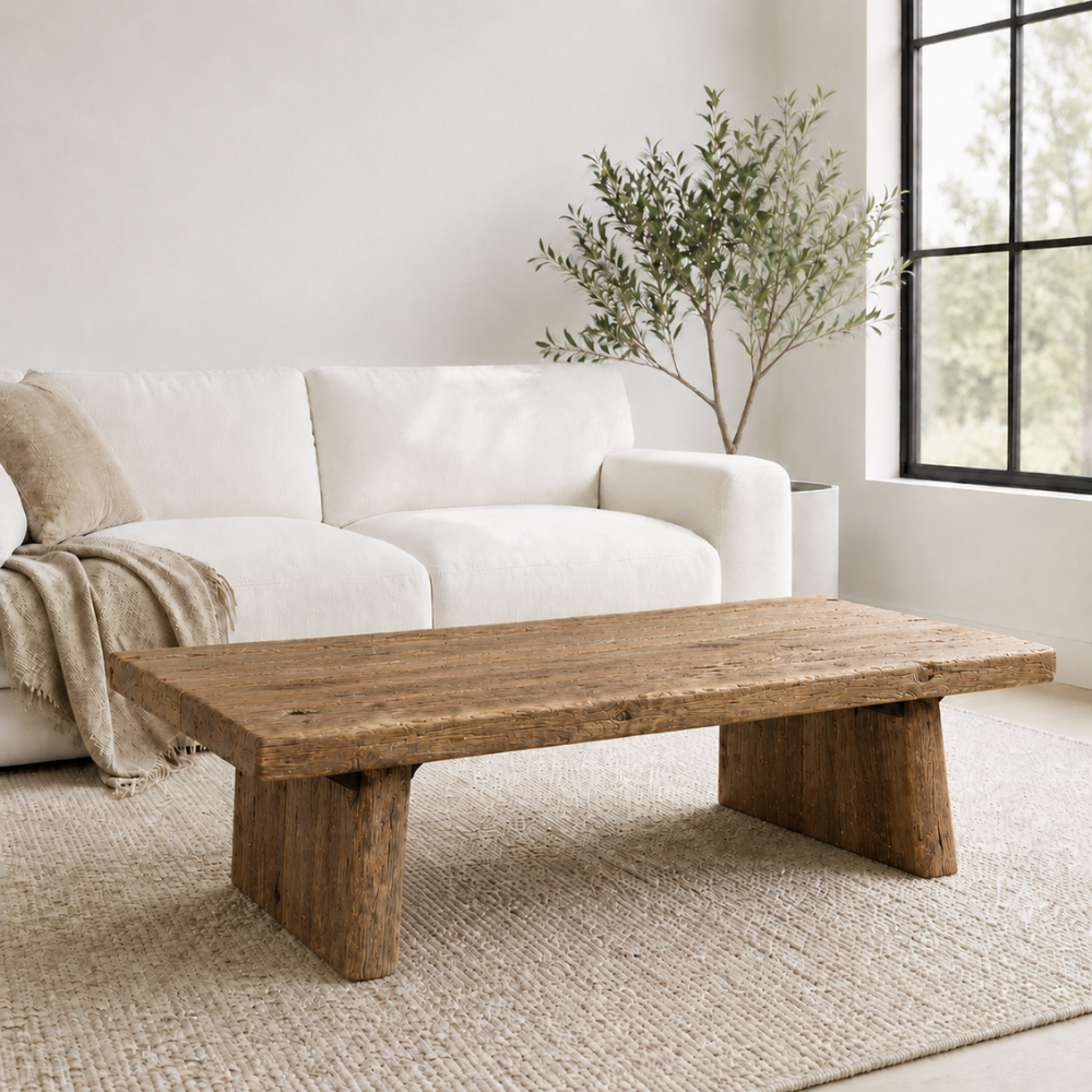 The Sediba Coffee Table is made from sourced reclaimed timber with a natural, weathered surface. Each piece is unique. Custom made to order in SA.