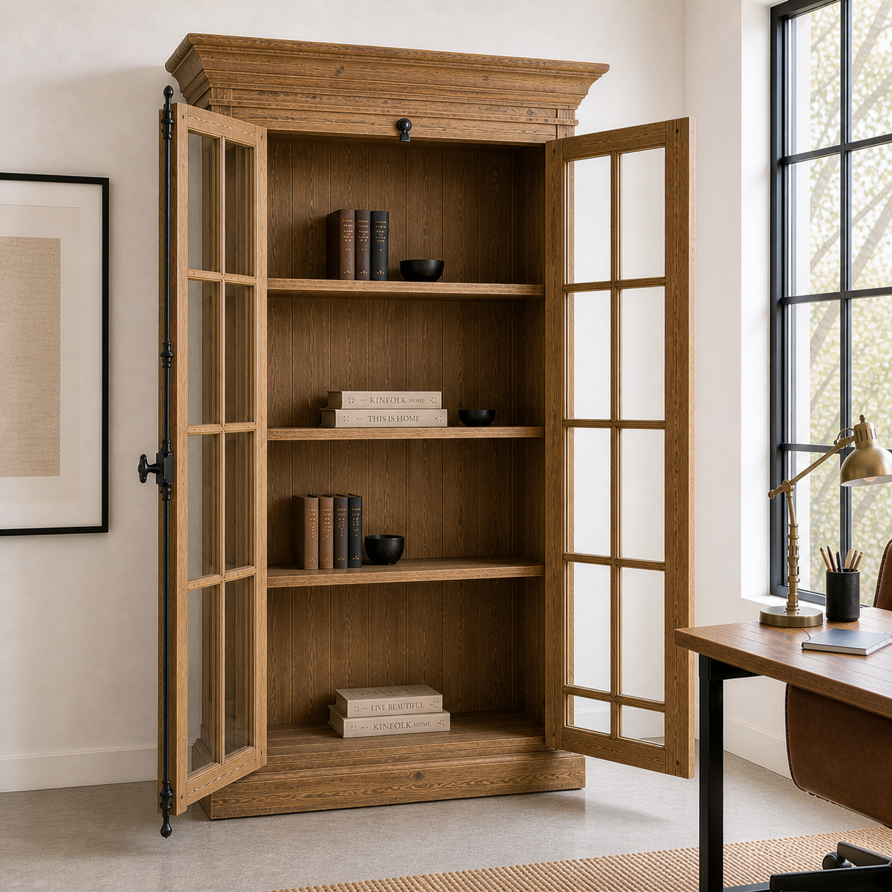 Zintle Bookcase with Glass Doors