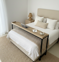 Over-bed wooden desk for work and relaxing. 