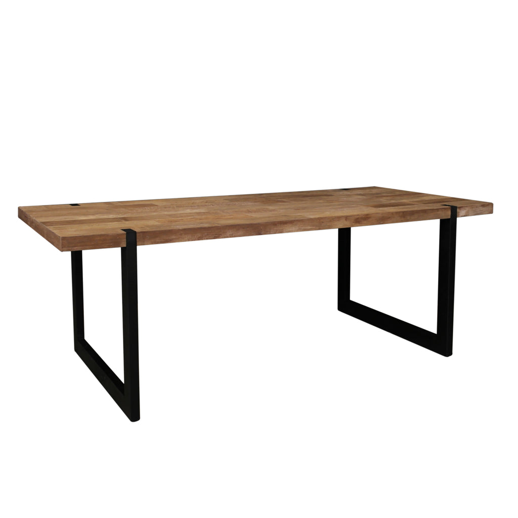 The Bloch Dining Table features a solid timber top on a matte black steel base. Versatile, practical, and best-selling. Custom made to order in SA.