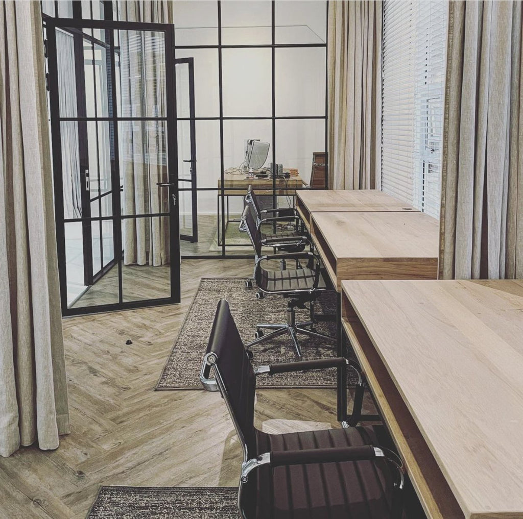 The Boa  Study Desk is custom made in solid Oak on a tubular metal frame with concealed cable panels and surface cable holes. Made to order in SA.