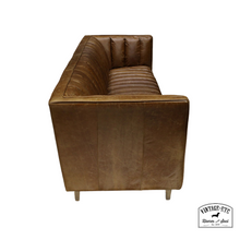 Load image into Gallery viewer, leather sofa with hide and sprung seat and backrest
