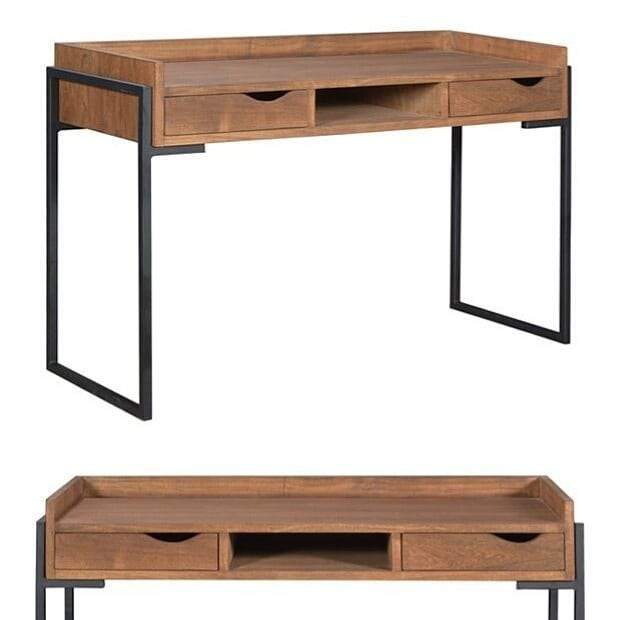 The Delta Desk is built from reclaimed Oregon on tubular legs with two easy-glide drawers and a raised lip top. Fully assembled. Custom made to order.