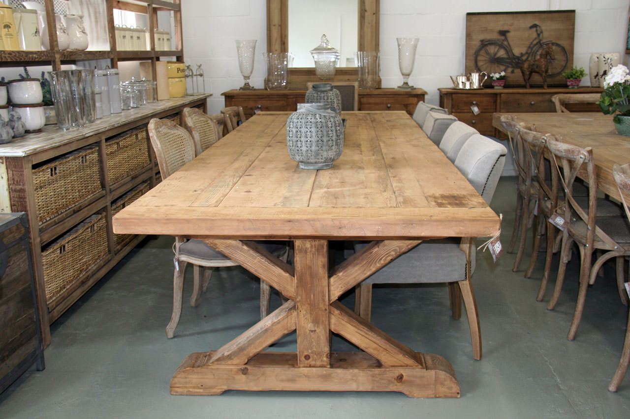 The Farmhouse Table is made from solid timber with a chunky top profile and natural grain character. Optional matching benches. Made to order in SA.