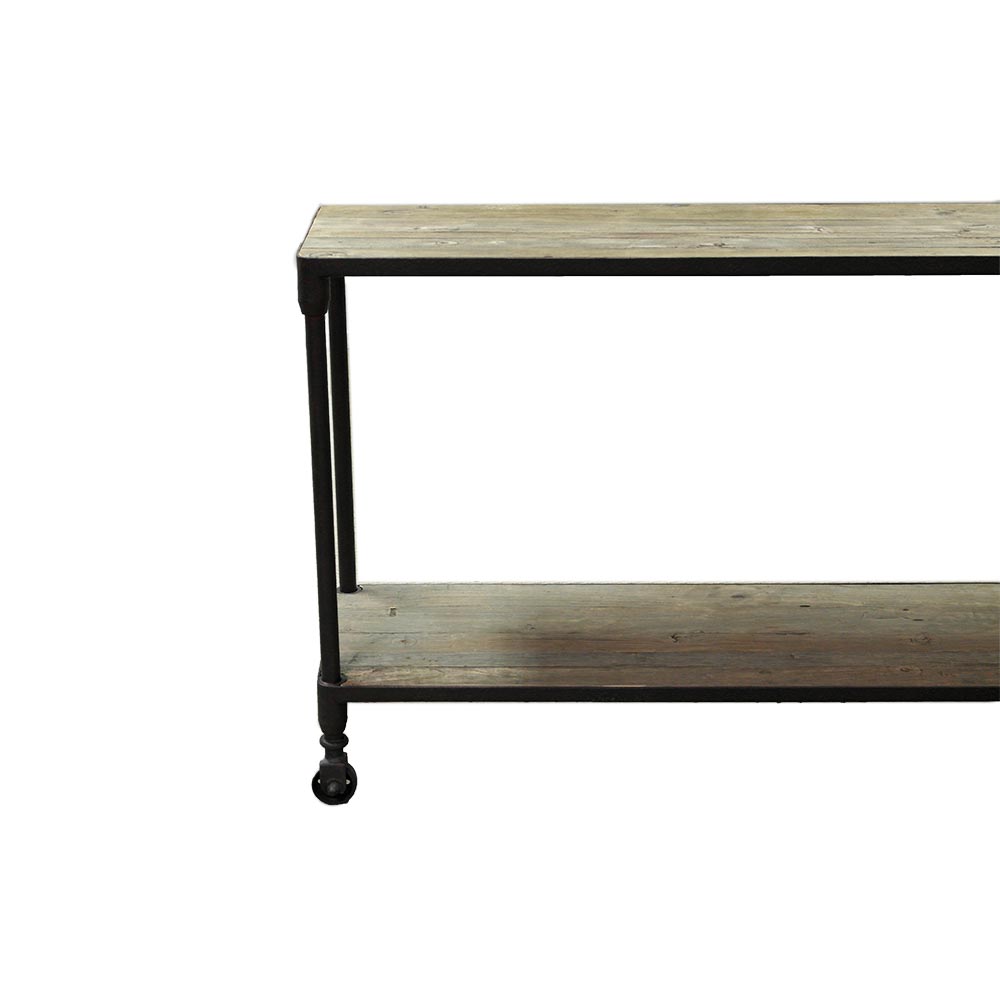 The Lesedi Console is built from reclaimed Elm on powder-coated metal legs. Works as a hallway table or media unit. Characterful and versatile.