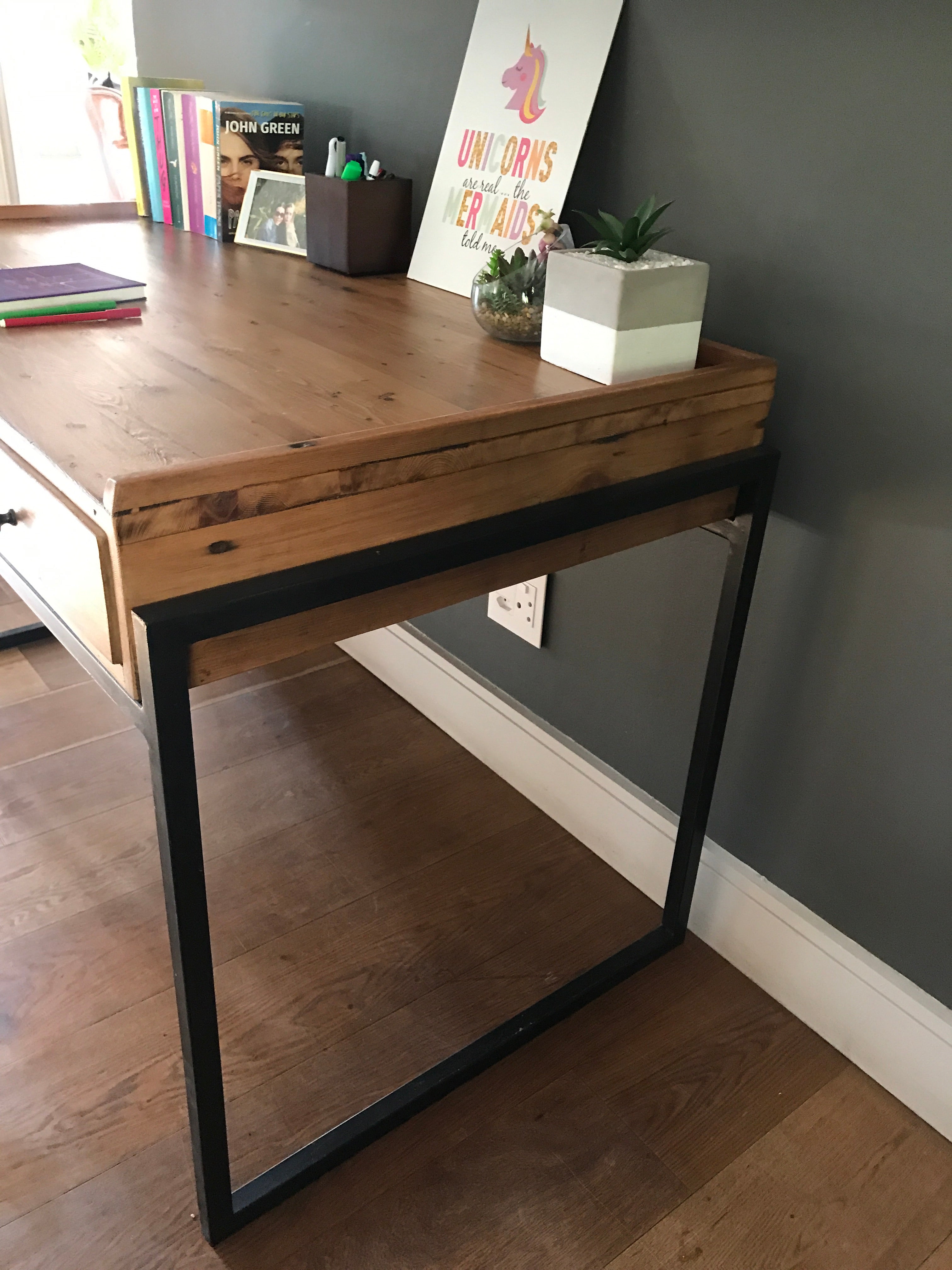 The Ndlela Desk is a clean solid timber study desk that can be made at adult or child-appropriate height. Custom made to order in South Africa.