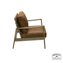 Load image into Gallery viewer, tan leather occasional chair 
