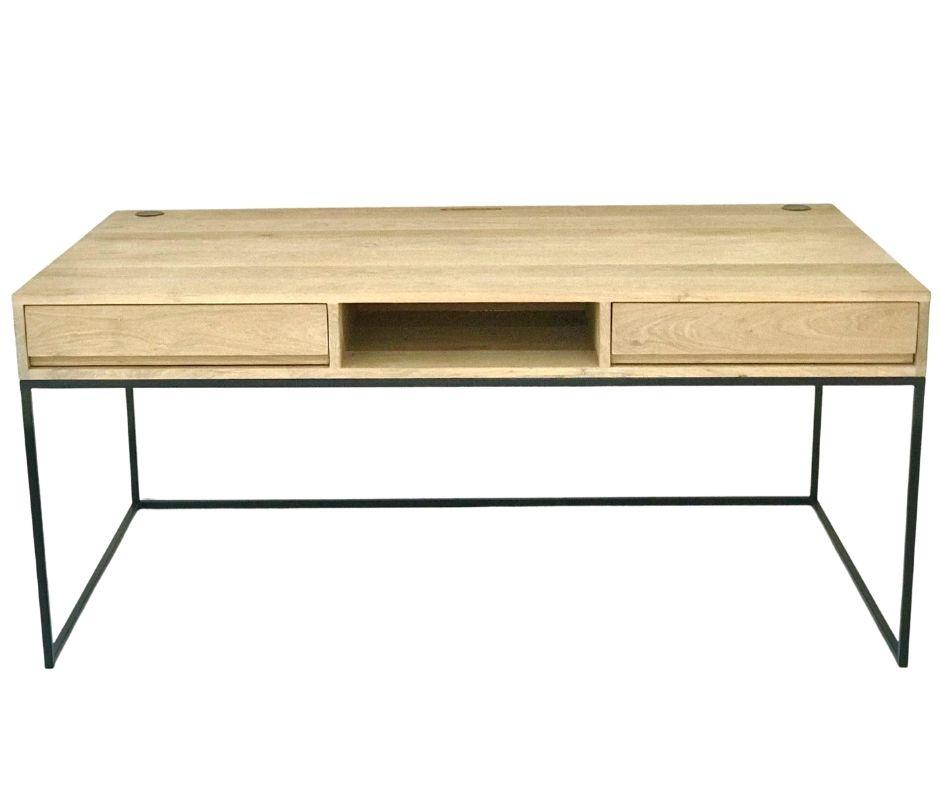 The Tiro Study Desk is custom made from Grade A Solid Oak with a central pigeon hole, two drawers, and concealed cable management. Made to order in SA.