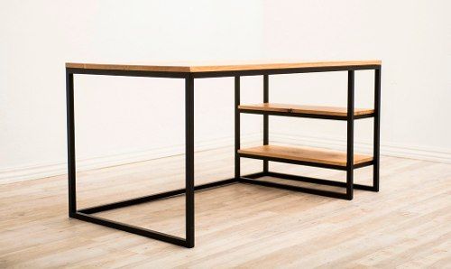 The Vuyani Desk is a popular timber and tubular metal desk with integrated shelving on the left or right. Fully assembled. Custom made to order in SA.