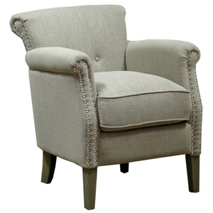 Stone Linen/Cotton armchair with studs