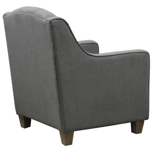 Grey Linen deep buttoned armchair - back