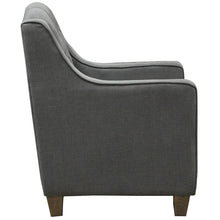 Load image into Gallery viewer, Grey Linen deep buttoned armchair - side
