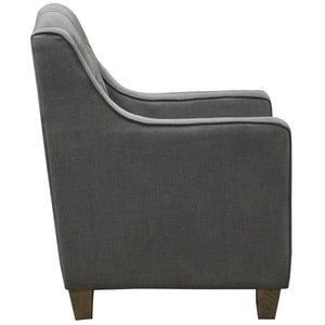 Grey Linen deep buttoned armchair - side