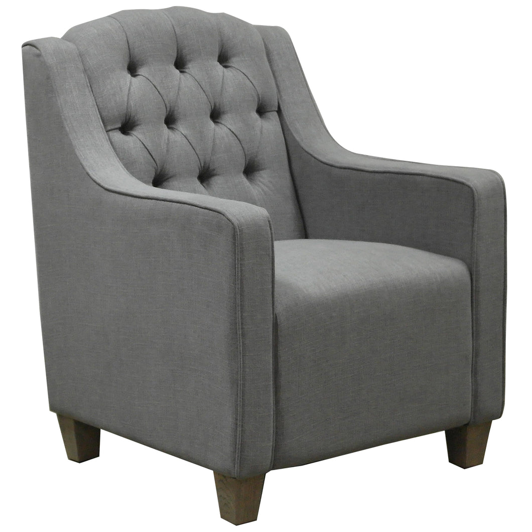 Grey Linen deep buttoned armchair