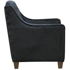 Navy Polycotton deep buttoned armchair - side