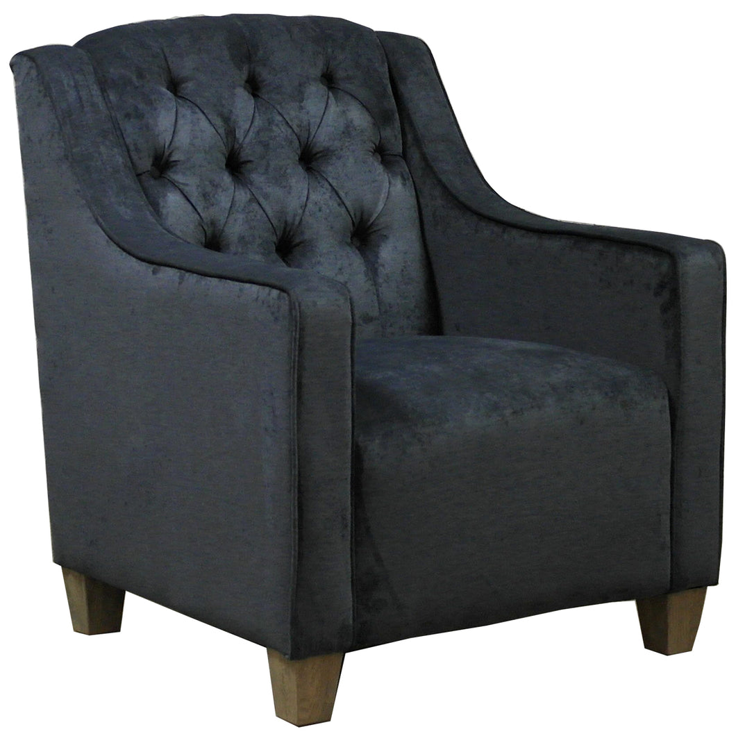Navy Polycotton deep buttoned armchair
