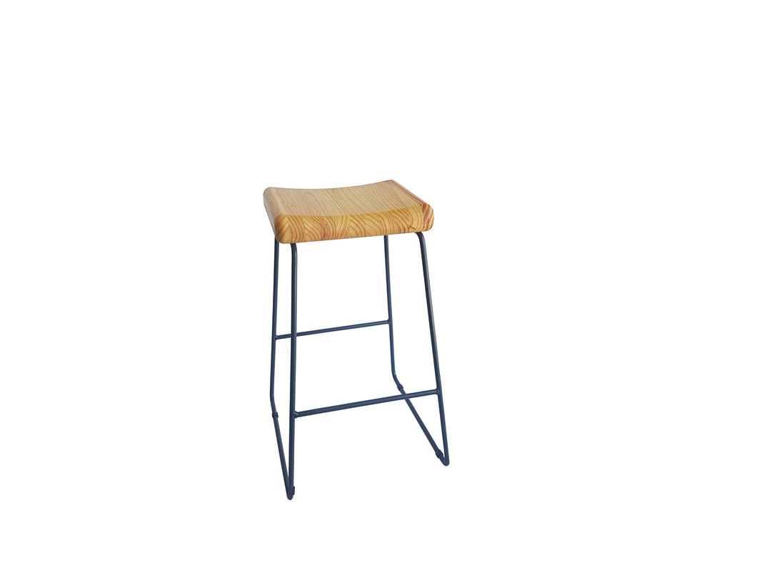 Metal Leg Barstool - Square Wooden Seat